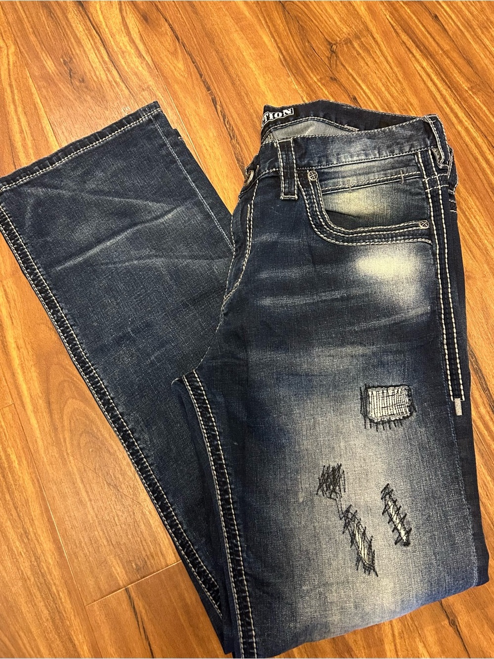 Affliction Mens Blake Rising Straight Jeans Size 36 - Picture 11 of 11